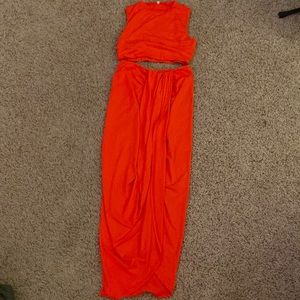 2 piece orange outfit